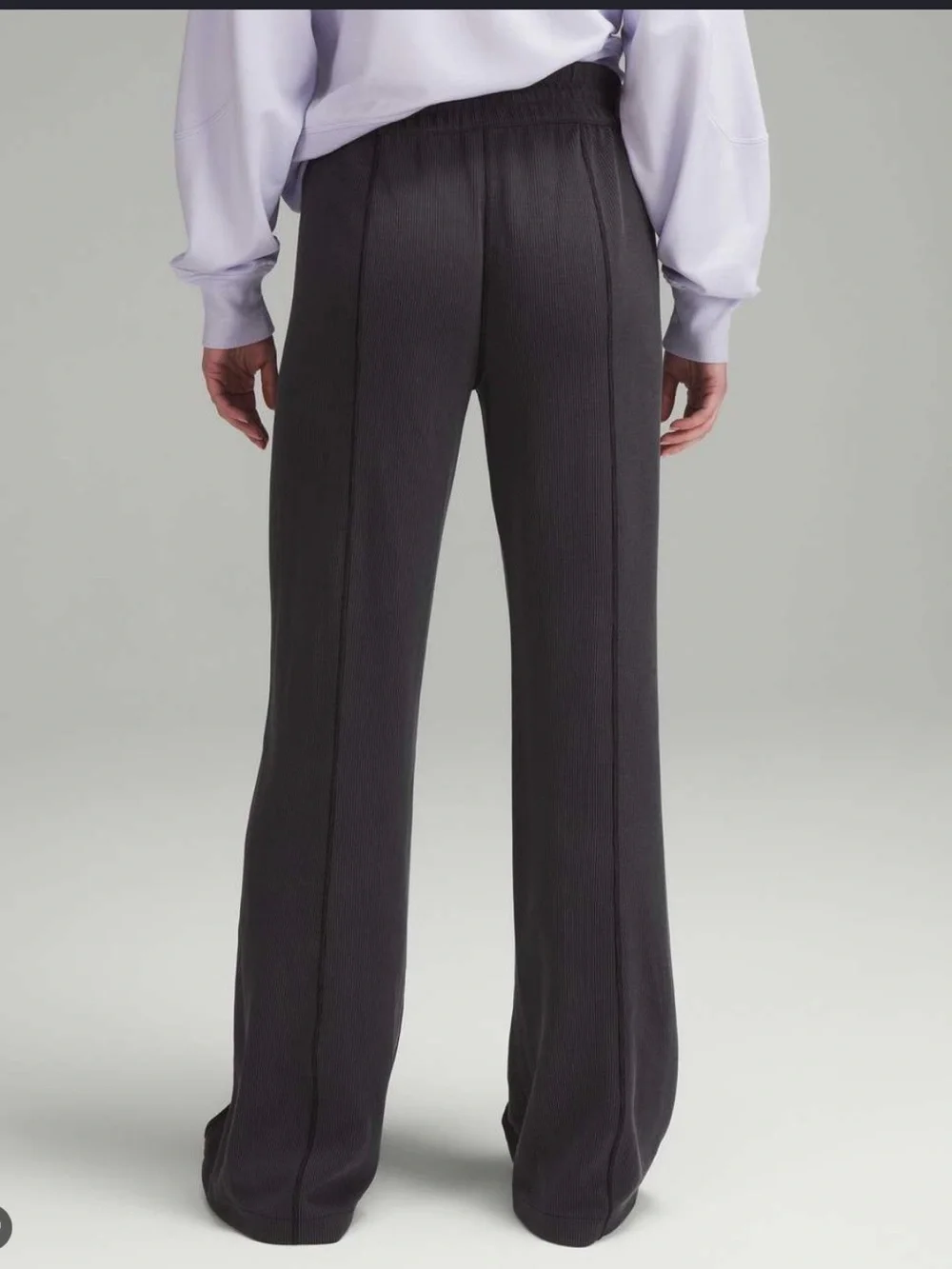 Lululemon Softstreme Ribbed High Rise Pants Wide Leg Black Gray Loungewear